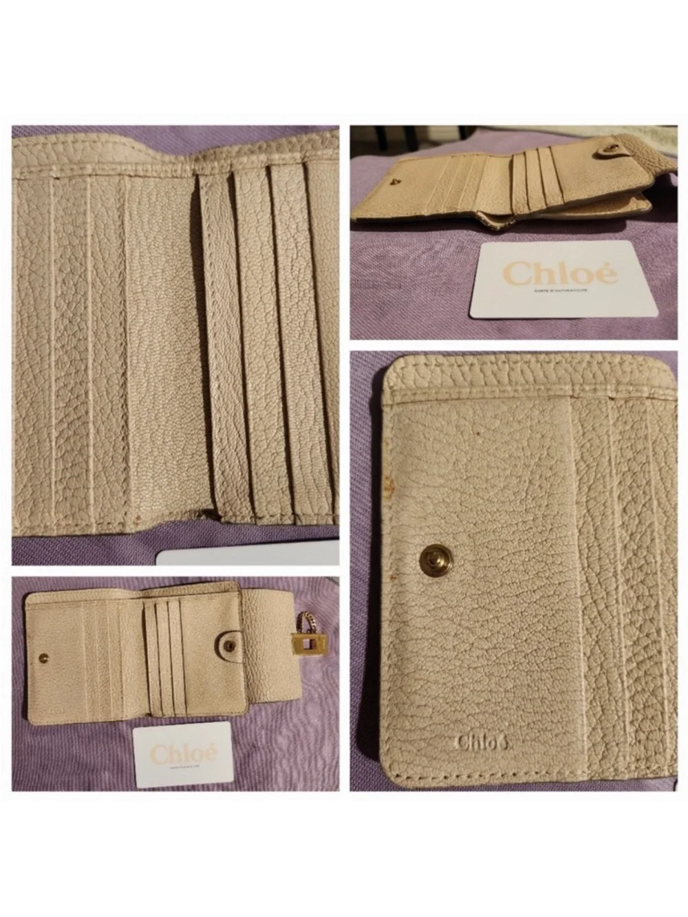 CHLOE Drew Pebbled Grain Turlock Wallet with COA